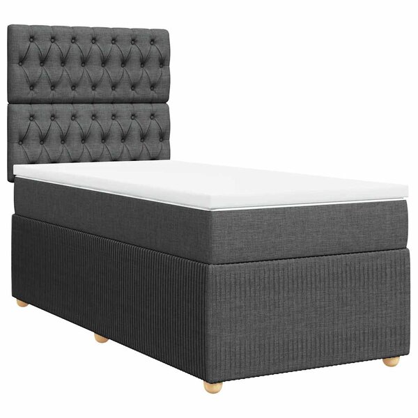 vidaXL Sommier à lattes de lit avec matelas Gris foncé 90x200 cm Tissu