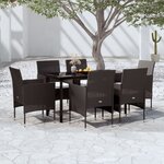 vidaXL Ensemble à manger de jardin avec coussins 7 Pièces Noir