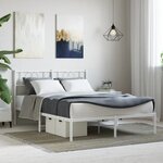vidaXL Cadre de lit métal avec tête de lit blanc 135x190 cm