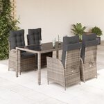 vidaXL Ensemble à manger de jardin 5 Pièces coussins gris résine tressée
