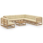 vidaXL Salon de jardin 10 Pièces avec coussins Marron miel Bois de pin