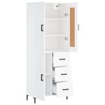 vidaXL Buffet haut Blanc 69 5x34x180 cm Bois d'ingénierie