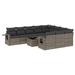 vidaXL Salon de jardin 11 Pièces avec coussins gris résine tressée
