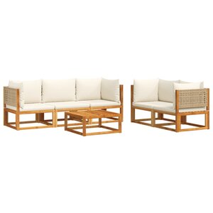 vidaXL Salon de jardin avec coussins 6 Pièces bois d'acacia solide