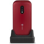 Téléphone doro 6040 - téléphone mobile à clapet pour senior - large afficheur - touche d'assistance avec géolocalisation gps - rouge et blanc