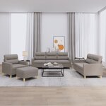 vidaXL Ensemble de canapés 4 Pièces avec coussins Taupe Tissu