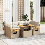 vidaXL Salon de jardin avec coussins 7 Pièces beige résine tressée
