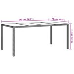 vidaXL Table de jardin Beige 190x90x75 cm Verre trempé/résine tressée