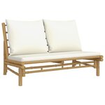 vidaXL Salon de jardin 4 Pièces avec coussins blanc crème bambou