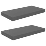 vidaXL Étagère murale flottante 2 Pièces Gris brillant 50x23x3 8 cm MDF