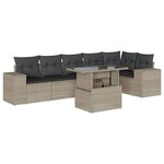 vidaXL Salon de jardin avec coussins 7 Pièces gris clair résine tressée