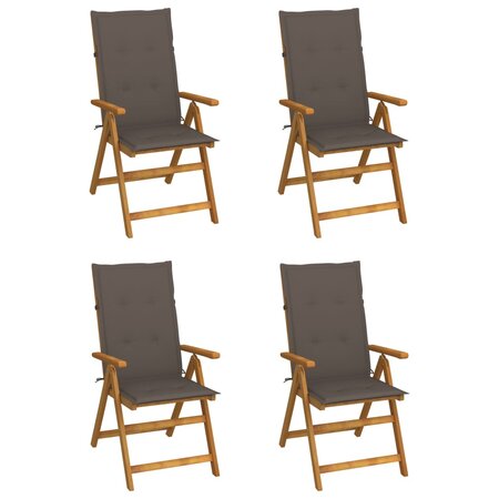 vidaXL Chaises inclinables de jardin 4 Pièces avec coussins Bois d'acacia