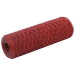 vidaXL Grillage Acier avec revêtement en PVC 25x0 5 m Rouge