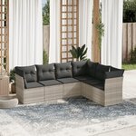 vidaXL Salon de jardin 6 Pièces avec coussins gris clair résine tressée