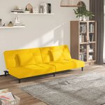 vidaXL Canapé-lit à 2 places avec deux oreillers Jaune Velours