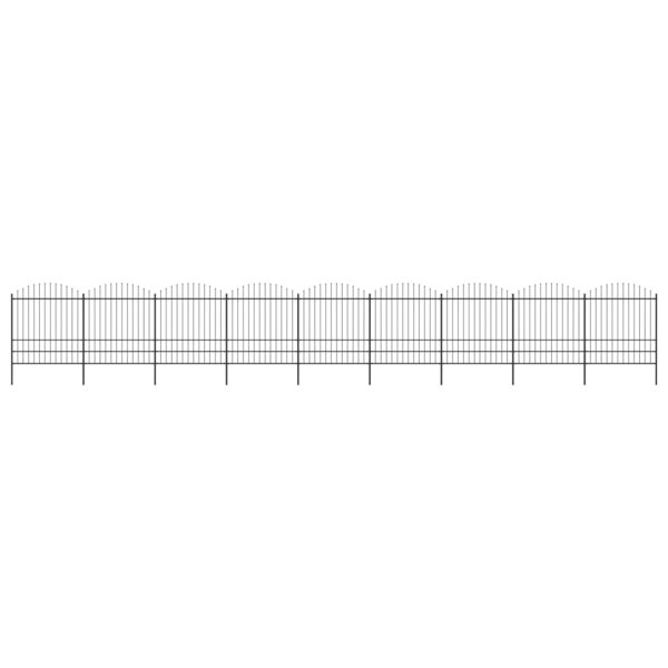 vidaXL Clôture de jardin à dessus en lance Acier (1 75-2)x15 3 m Noir