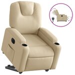 vidaXL Fauteuil inclinable électrique crème tissu