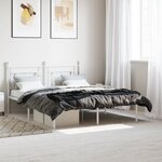 vidaXL Cadre de lit métal avec tête de lit blanc 150x200 cm