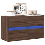 vidaXL Meuble TV mural avec lumières LED chêne marron 80x31x45 cm