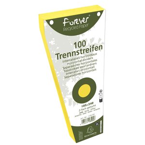Paquet 100 Fiches Intercalaires Trapézoïdales Unies Perforées Forever - 105x240mm - Jaune - X 6 - Exacompta