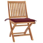 vidaXL Chaises de jardin lot de 2 coussins rouge bordeaux Teck massif