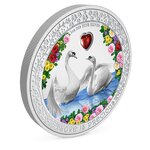 Pièce de monnaie 2 Dollars Niue 2023 1 once argent BE – Cygnes (L'Amour est Précieux)