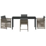vidaXL Ensemble de repas jardin 5 pièces avec coussins Gris en rotin poly