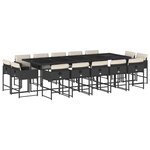 vidaXL Ensemble à manger de jardin 15 Pièces coussins noir résine tressée