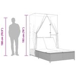 vidaXL Chaise longue double avec toit et rideaux noir résine tressée