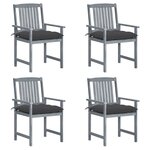 vidaXL Chaises de jardin avec coussins 4 Pièces Gris Bois d'acacia massif