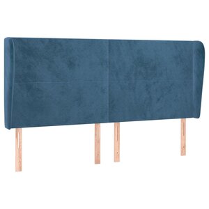 vidaXL Tête de lit avec oreilles Bleu foncé 163x23x118/128 cm Velours
