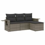 vidaXL Salon de jardin 4 Pièces avec coussins gris résine tressée