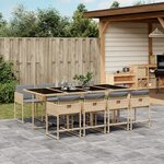 vidaXL Ensemble à manger de jardin et coussins 9 Pièces mélange beige