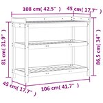 vidaXL Table de rempotage avec étagères 108x45x86 5 cm bois massif pin
