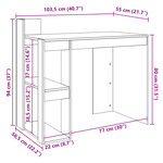Bureau table poste de travail meuble d'ordinateur informatique étude 103 5 x 56 5 x 94 cm bois d'ingénierie blanc 02_0023504
