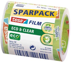 Film Eco & Clear PACK économique transparent 15mm x10m TESA