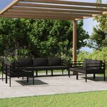 vidaXL Salon de jardin 7 Pièces avec coussins Aluminium Anthracite