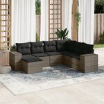 vidaXL Salon de jardin avec coussins 7 Pièces gris résine tressée
