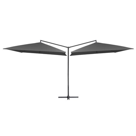 vidaXL Parasol double avec mât en acier 250 x 250 cm Anthracite