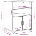 vidaXL Armoire à roulettes chêne fumé 60x48x81 cm bois d'ingénierie