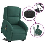 vidaXL Fauteuil de massage inclinable Vert foncé Velours