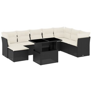vidaXL Salon de jardin 9 Pièces avec coussins noir résine tressée