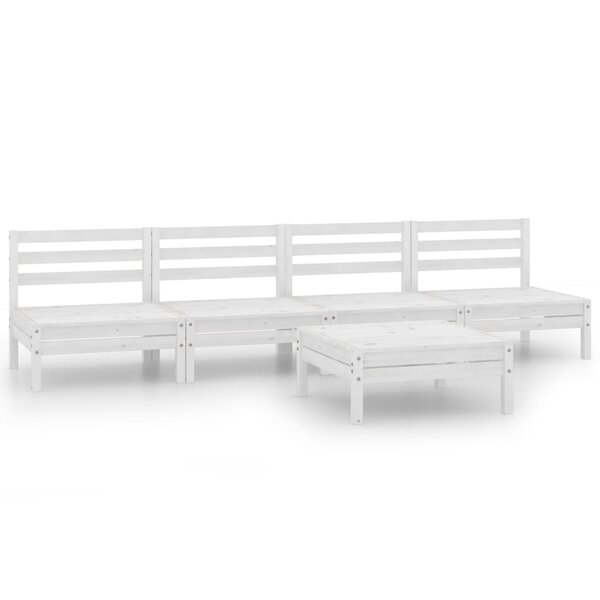 vidaXL Salon de jardin 5 Pièces Blanc Bois de pin massif
