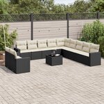 vidaXL Salon de jardin 12 Pièces avec coussins noir résine tressée