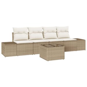 vidaXL Ensemble de canapé de jardin 5 Pièces Beige et crème polyrotin