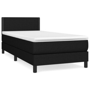 vidaXL Sommier à lattes de lit avec matelas Noir 100x200 cm Tissu