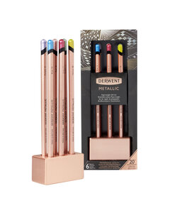 Crayon Derwent Metallic 6 pièces avec range-crayons