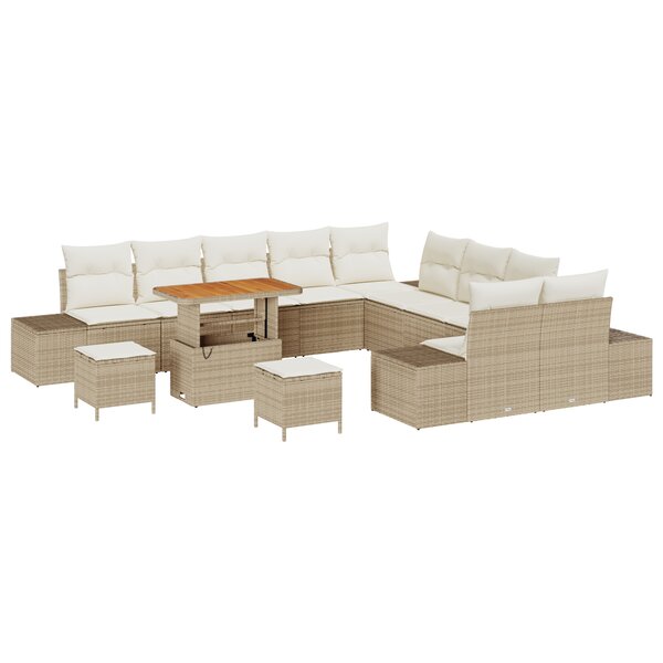 Ensemble de 13 pièces de canapés de jardin vidaXL avec coussins beige en rattan poly