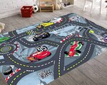 Tapis enfant Circuit de voiture 100 x 160 cm - Argenté