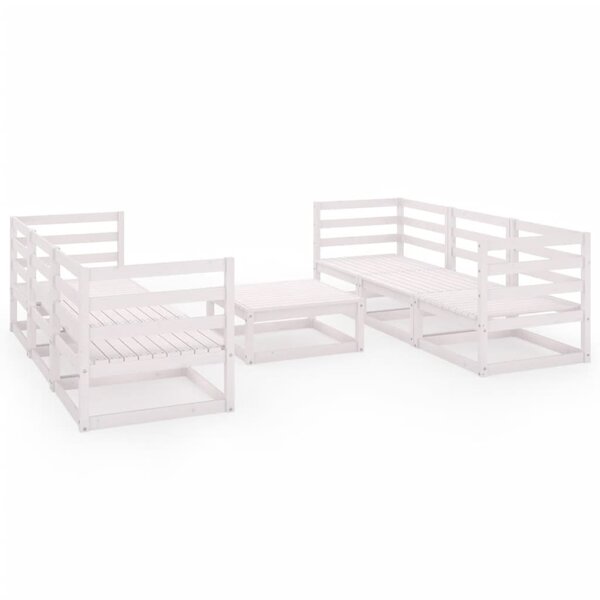 vidaXL Salon de jardin 7 Pièces Blanc Bois de pin massif